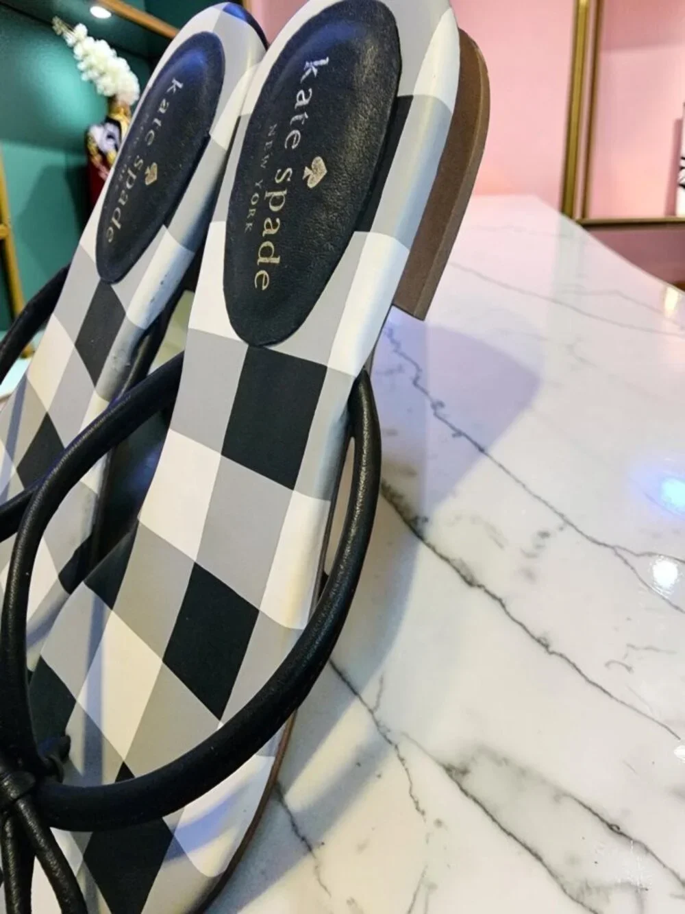 Kate Spade New York Checkered Bow Sandals – Size 6